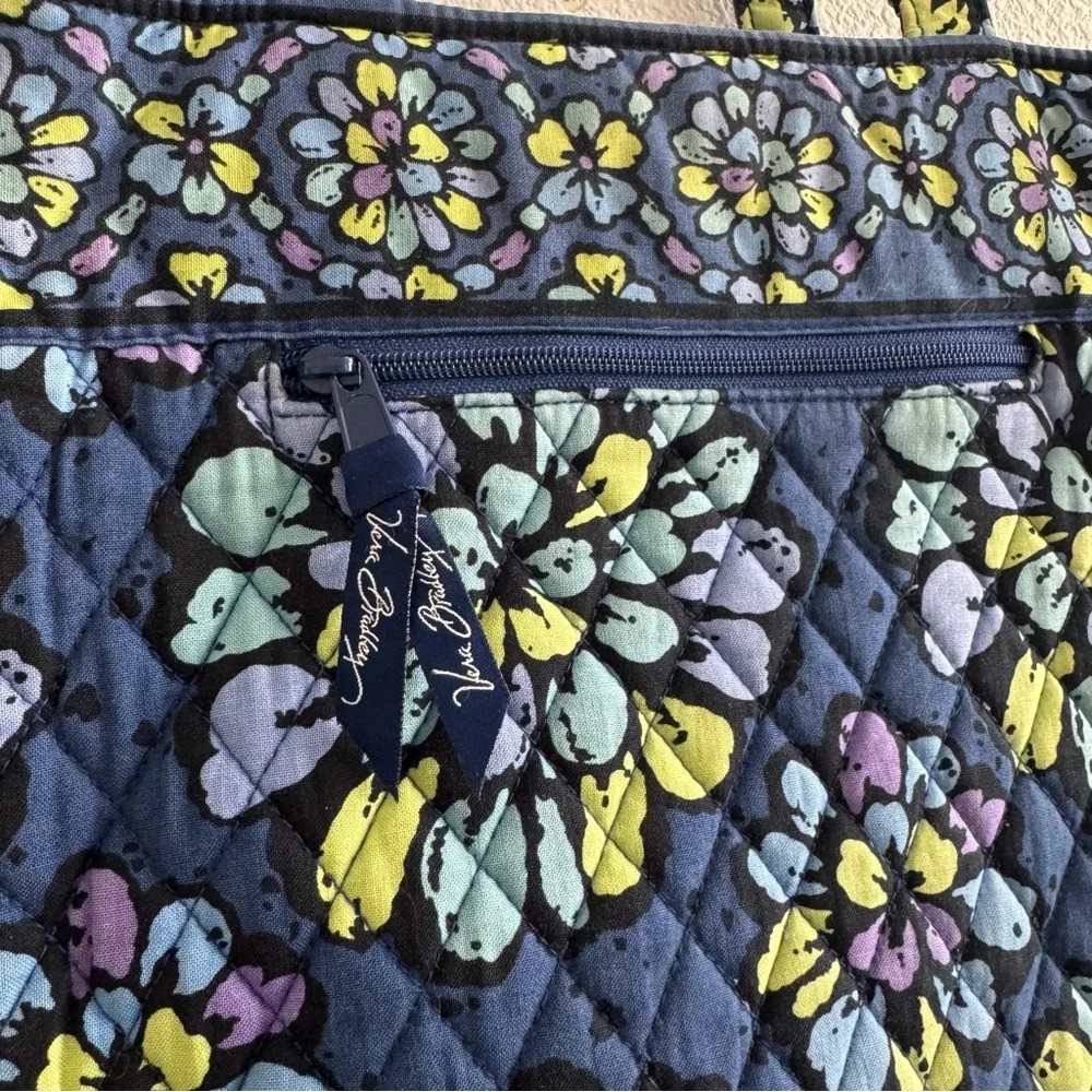 Vera Bradley Indigo Pop Checkpoint Friendly Laptop Tote Bag Blue Floral Fall